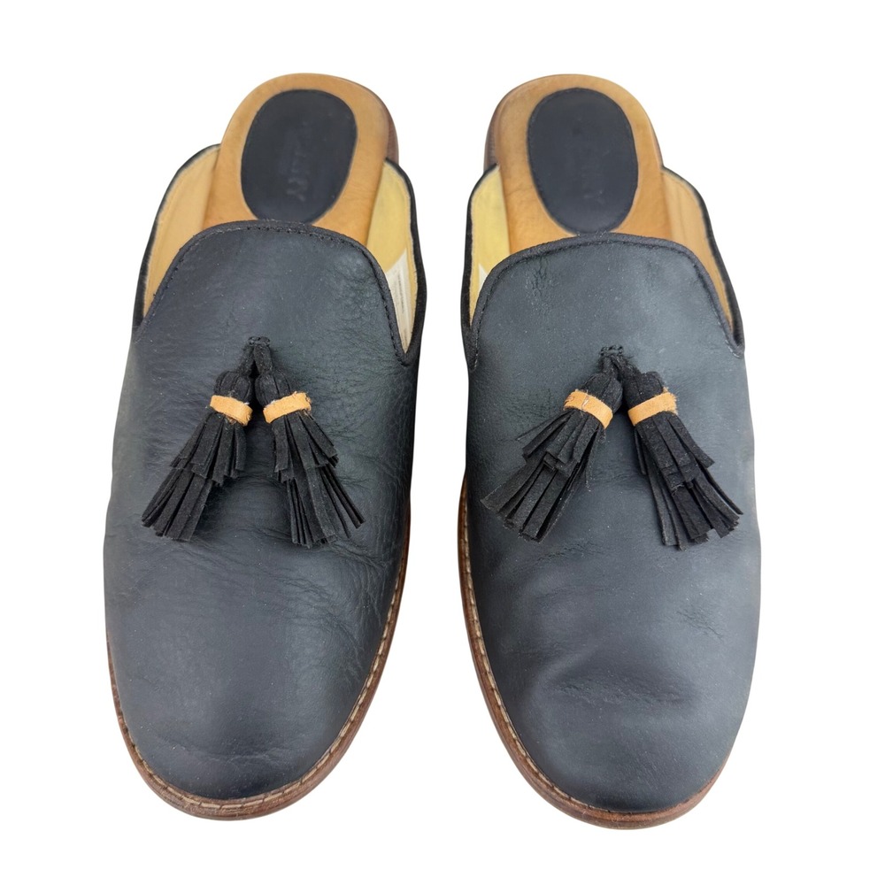 Sperry Seaport Black Leather Tassel Mule Loafers Womens 8.5 STS84391 Flat Shoes